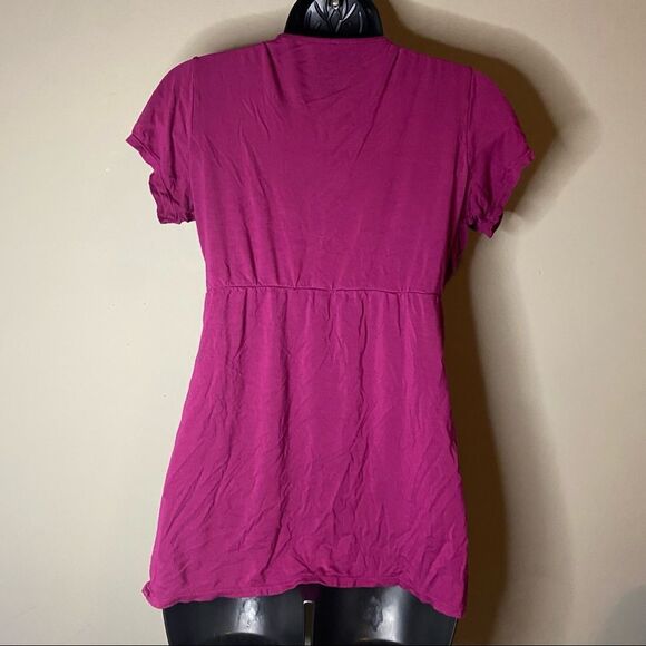 Motherhood Nursing Wear Purple Short Sleeve Blouse - Picture 6 of 9